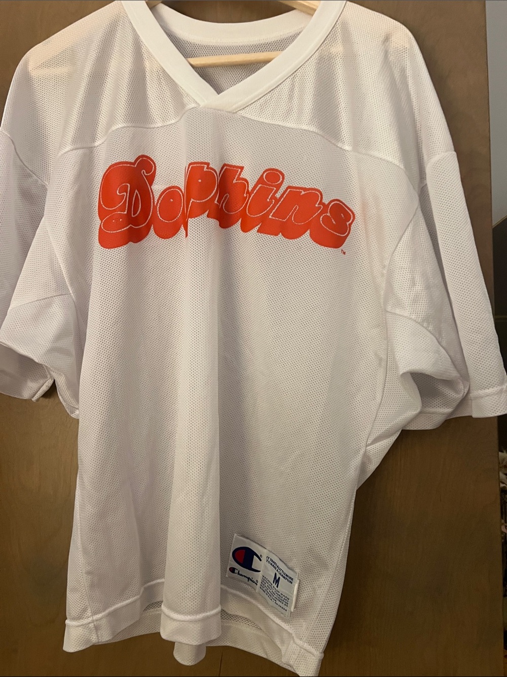Champion White Kids Dolphins Mesh Jersey with Orange Script